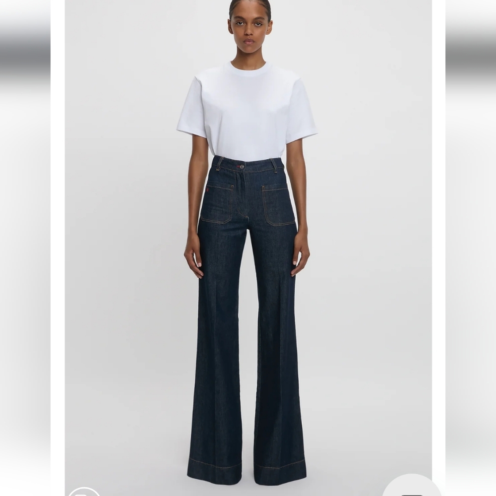 Exclusive Alina High Waisted wide leg Jean In Indigo Rinse size 24R